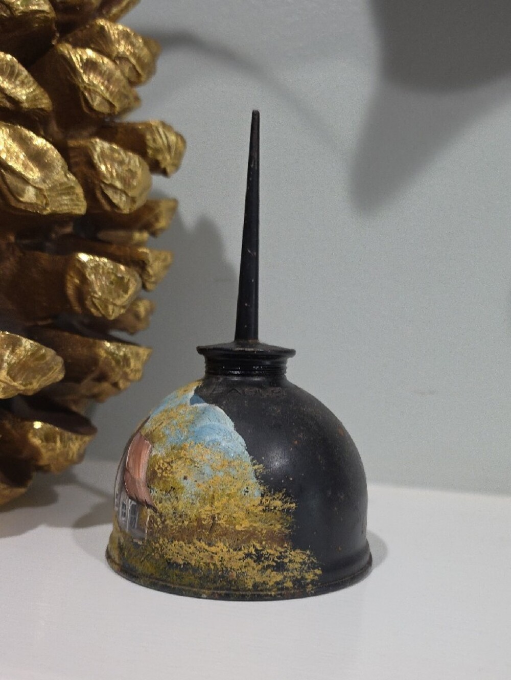 Hand-Painted Rustic Oil Can - Picture 4 of 6